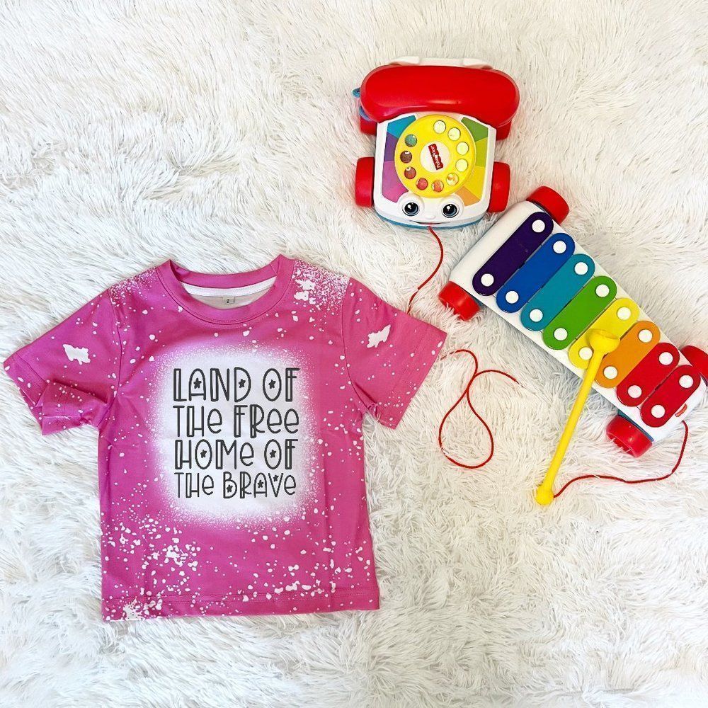 Land of the free Home of the brave Hand Crafted Kids Graphic Tee